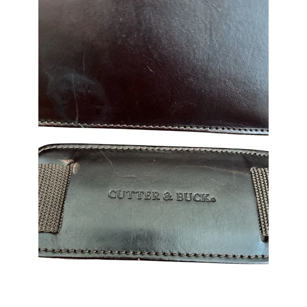 Cutter & Buck Brown Leather Messenger Laptop Bag Briefcase American Classic 16”